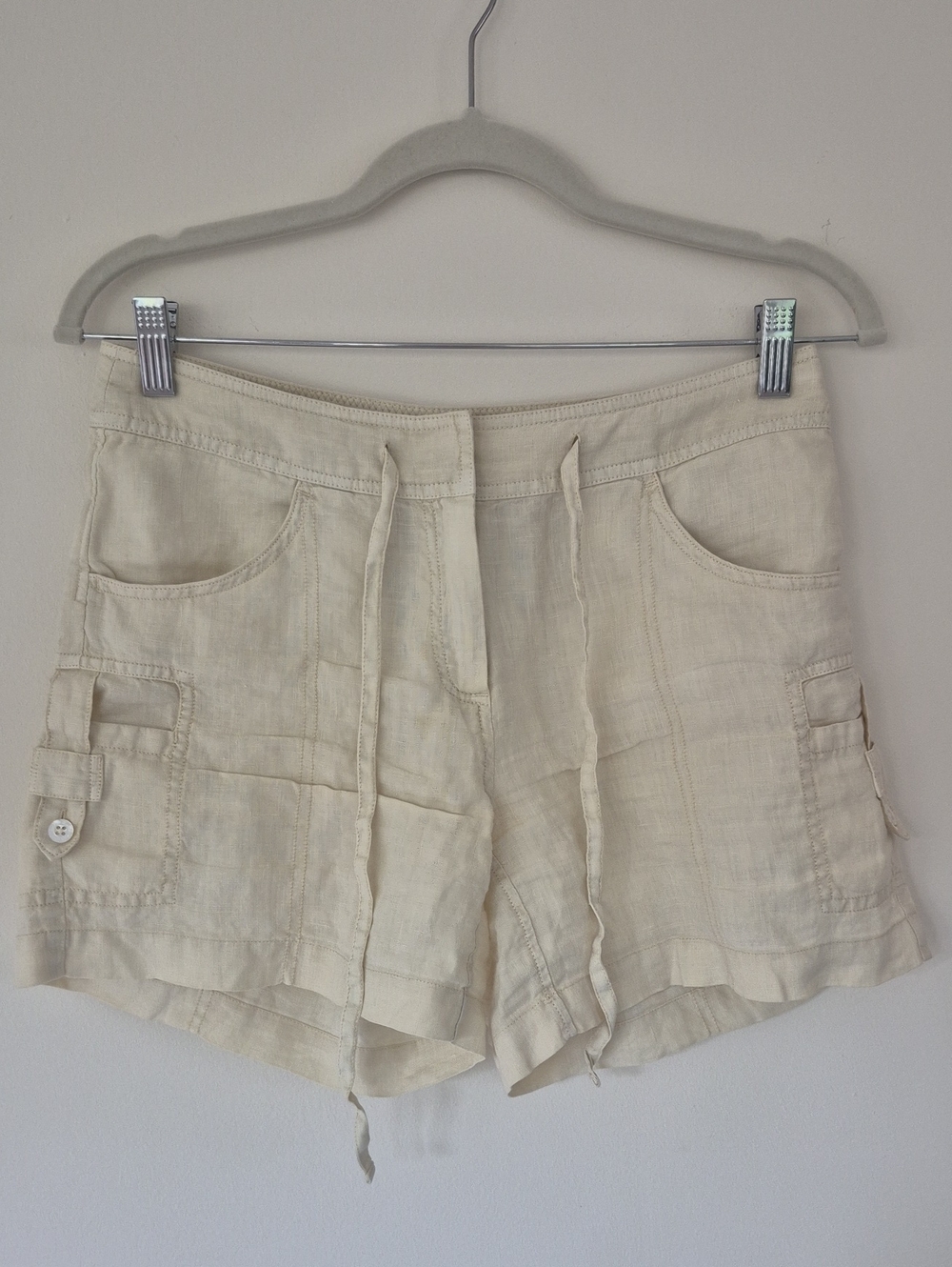 Tommy Bahama Cream Linen Cargo Drawstring Shorts